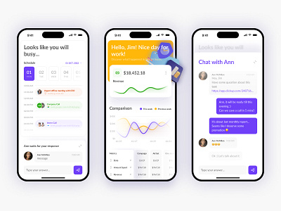 Dashboard Concept — Mobile analythics app calendar chart chat crm graph interface ios iphone meeting message mobile product schedule stats table ui ux