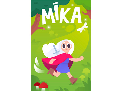 Girl in the forest 2d character adobe illustrator character character design flat forest girl girl illustration illustration run vector