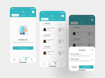 Orders list Screens of Boutique design illustration logo ui uidesign ux ux ui ux design uxdesign uxui