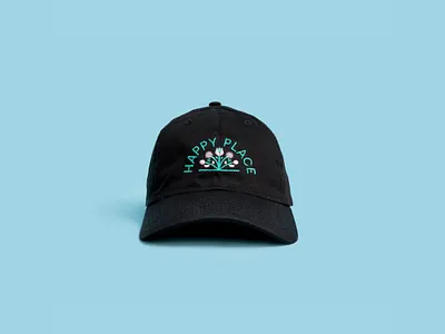 Happy Place Hat art badge blue branding design floral flower hat illustration swag