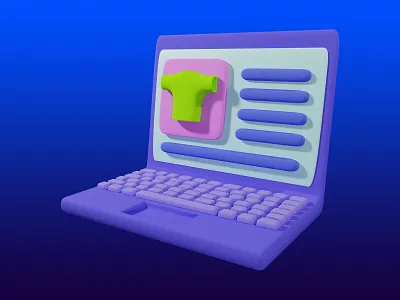 e commerce product on device 3d illustration 3d device e commerce illustration laptop product