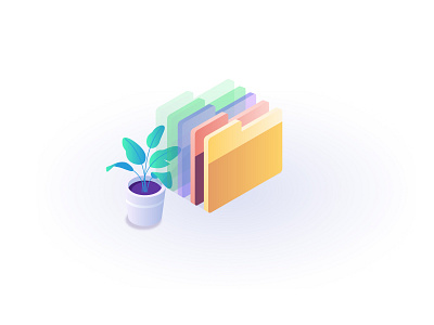 Isometric folder illustrations 2d ai design flat folders gradients graphic design icons illustration illustrator plants soft pastels vector