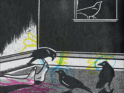 A Murder Investigation art character crow drawing halftone illustration investigation kidnap murder procreate retro texture