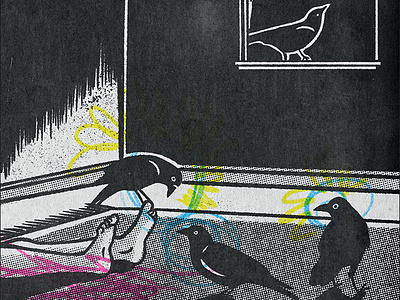 A Murder Investigation art character crow drawing halftone illustration investigation kidnap murder procreate retro texture