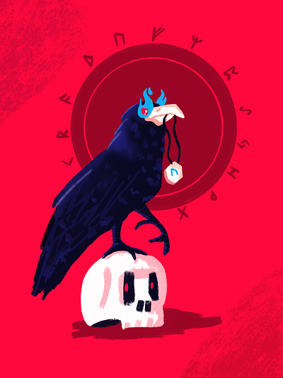 Raven graphic design illustration minimal norse odin raven rune simple skull