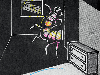 Centipede art centipede creepy halftone horror illustration insect procreate retro texture
