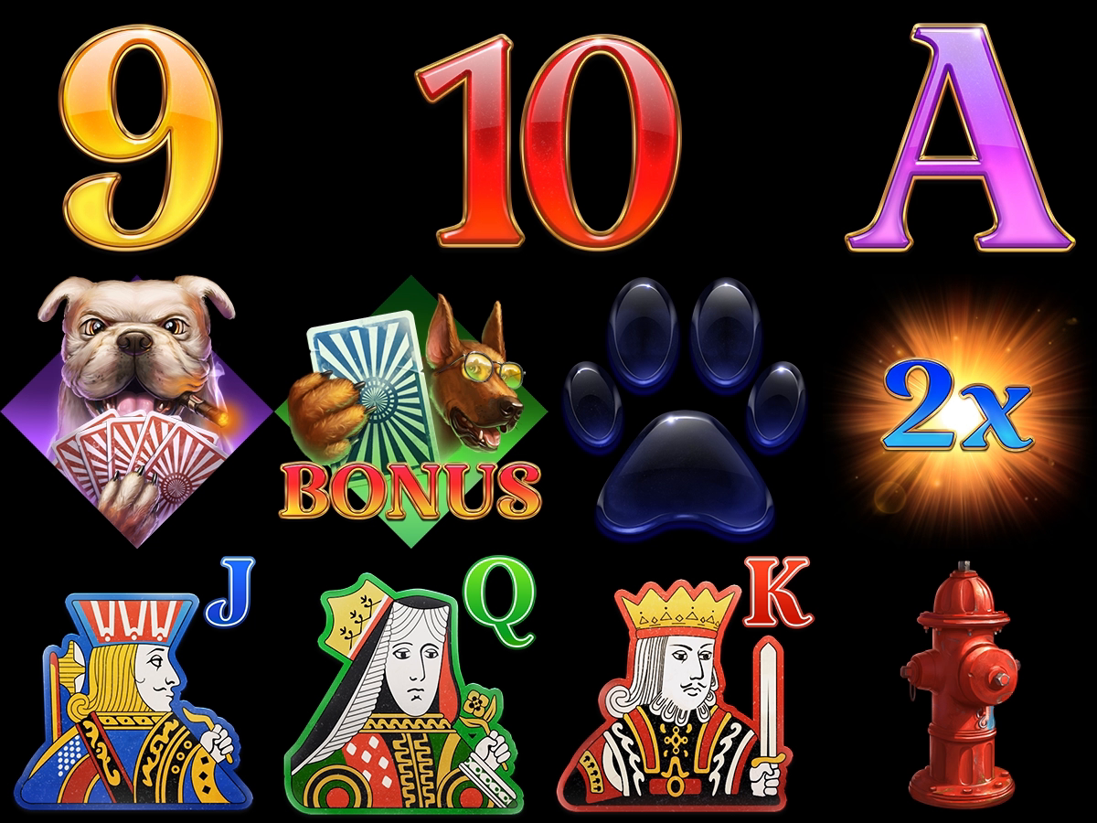 Symbols animation for the online slot machine "Lucky Dogs" by