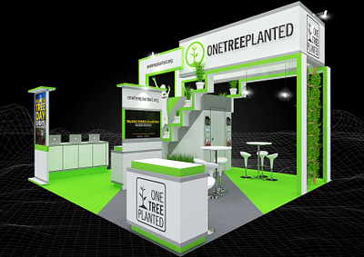 One Tree Planted 6x6 Exhibition Booth 3d 6x6 booth branding charity design environment event exhibition fair forest restoration green concept layout plant a tree render save our planet space tree visualization