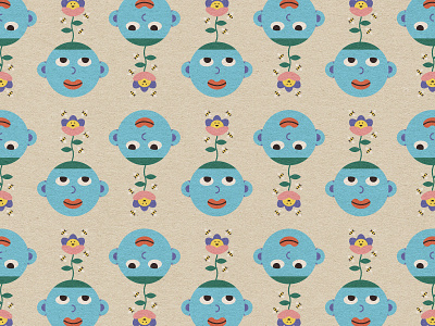 Friend of the Bees Pattern camping flower illustration illustrator nature outside pattern person photoshop plant smile