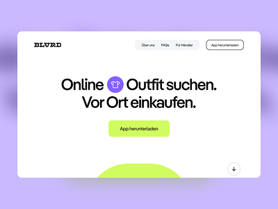 BLVRD Rebranding Concept - Fashion App Hero Header app landing page clean clothing icon design fashion app green hero header hero section icon landing page minimal purple typography ui ui design ux ux design web web design website