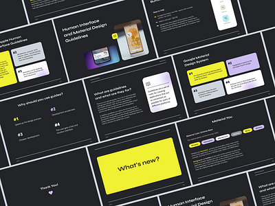 Presentation for a lecture on iOS and Material guidelines branding colors figma gradient guidelines ios material presentation slide typography ui ux
