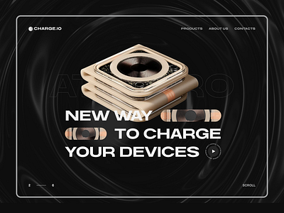 Homepage Concept for charging devices black charge charging devise concept homepage landing landing page minimal product design