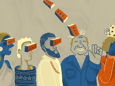 Propaganda blind blue brick character comercial design eyes flat illustration minimal orange people politics propaganda skin