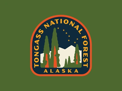 Tongass Nat'l Forest alaska apparel branding design flat forest icon illustration logo outdoors pacific northwest patch retro sticker ui vector vintage