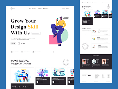 Online Course Landing Page branding clean design course creative design e learn figma homepage illustration juale . landing page learning learning platform online education skills training uiux ux web web design