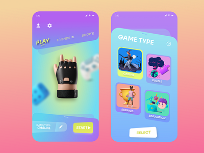 Games App app appdesign branding design figma homescreen illustration mobile application product design prototype ui ux