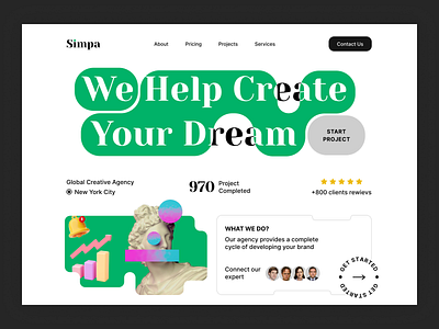 Creative Agency Simpa - Web Header Design branding design graphic design illustration logo ui ux vector web design website design