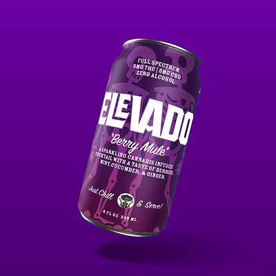 Elevado Cannabis Beverage Branding Packaging by BXC (WIP) beverage branding bxc can cannabis elevado label labels love nicelogo packaging rtd skeletons