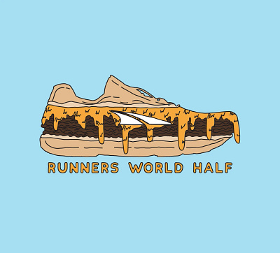 Altra Running Escalante Cheesesteak brooks cartoon cheese cheesesteak design east coast illustration marathon melted cheese nike on shoe tshirt type