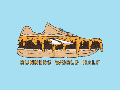 Altra Running Escalante Cheesesteak brooks cartoon cheese cheesesteak design east coast illustration marathon melted cheese nike on shoe tshirt type