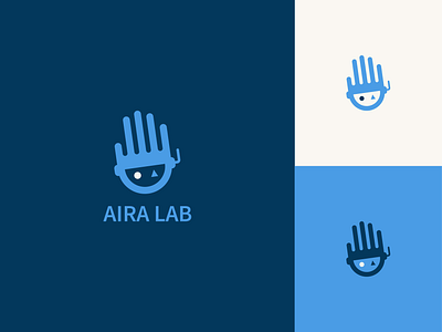 AIRA LAB - Logo Design & Brand Identity ai artificial intelligence assistive technology branding design graphic design hand logo interaction lab laboratory logo logo design robot robot logo robotic logo robotics tech lab technology typography vector