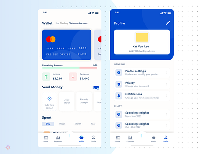 Darling Money Management card payments investor money money ui ui ui design ui screens