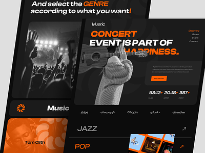 Musric - Music Concert Landing Page concert event homepage jazz landing page music music concert music event music web pop ui web web design website website design
