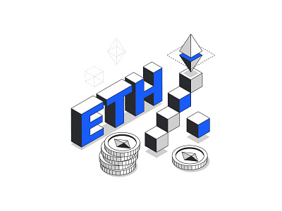 Ethereum isometric illustration 3d branding illustration ui vector