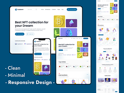 NFT Landing page design branding crypto crypto currency design illustration landing landing page logo marketplace modern nft trending ui ui design ux web web design website