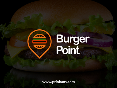 Burger Point Logo brand brand identity branding burger burger logo color design food logo illustration location logo logo logo design pin pin logo prio hans typography ui vector