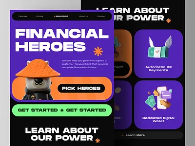 Bancaria - Digital Banking Landing Page Website bank banking banking app character design digital banking finance finance app financial fintech home page landing page mobile banking money ui ux web web design website website design