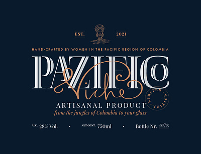 Viche Pazifico alcohol brand authentic beverage blue brand brand design brand identity branding branding design design gold graphic design hand made handwriting illustration label design logo logo design packaging typography
