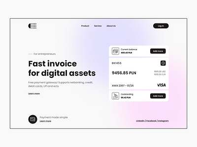 Finance landing page adaptive bank branding credit design finance financial fintech landing page minimal money payments paypal ui ux vector wallet web