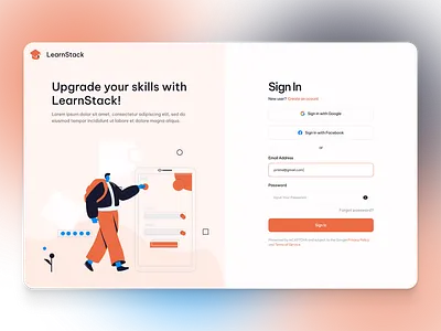 LearnStack - Sign In page course dashboard design design education education responsive design education website educational software illustration online course websit online education website online study website sign in scree signin page study website ui ui design uidesign uiux ux