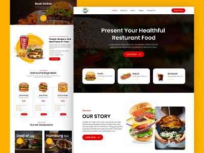 Restaurant Web UI Design Exploration best designer burger burger restaurant clean delivery services fast food food food app food delivery food delivery landing page food menu food ordering food website landing landing page restaurant ui ui design web website