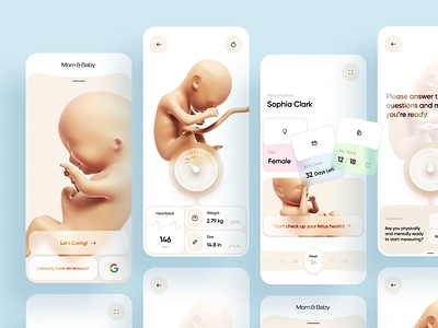 Pregnancy App 🍼 3d app app design baby baby care birth diagnosis doctor fetus health medical mobile mobile app mobile design mom pregnancy pregnant ui ux