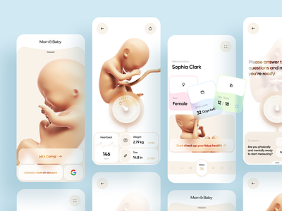 Pregnancy App 🍼 3d app app design baby baby care birth diagnosis doctor fetus health medical mobile mobile app mobile design mom pregnancy pregnant ui ux