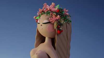 Femininity 3d 3d illustration berries blender blender 3d character cozy design flower illustration lowpoly nature sculpting woman