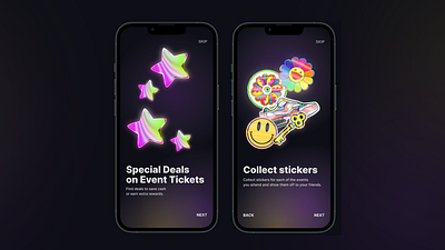 Event Ticketing & Social App branding event game motion graphics nft social ticketing travel ui design web3