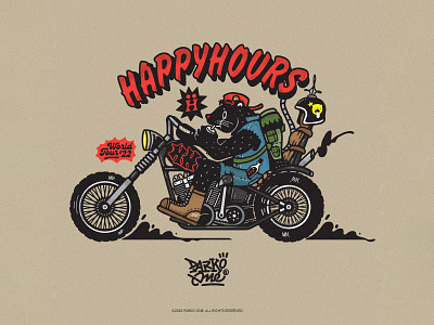 Happy Hours Sessions: No.37 biker cartoon character graphic design illustration rat typography