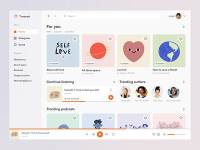 Tunecast - Podcast app app design music player podcast ui ux