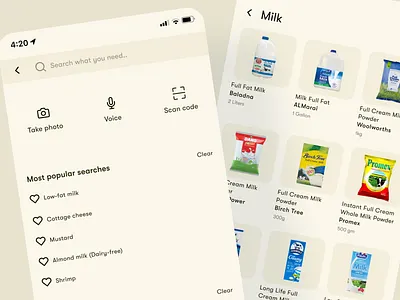 Search in Grocery Mobile App courier delivery services e commerce ecommerce grocery store app online store product design app search search screen shopping vegetable app