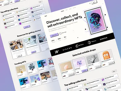 NFT Marketplace Website bitcoin blockchain clean crypto cryptoart cryptocurrency ethereum exploration landing page marketplace nft nftmarketplace nfts token ui ui design ux ux design web design website