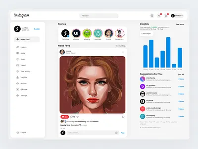 Instagram Redesign Concept appdesign behance branding dailyui dashboard design designinspiration dribbble graphic design illustration instagram redesign instagram ui mobile app ui uidesign uidesigner ux uxdesign web design