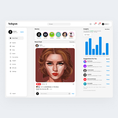 Instagram Redesign Concept appdesign behance branding dailyui dashboard design designinspiration dribbble graphic design illustration instagram redesign instagram ui mobile app ui uidesign uidesigner ux uxdesign web design