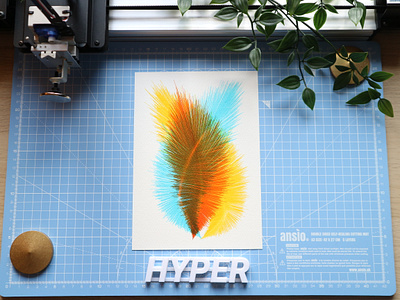 Colourful feathers (A5) generative art plotterart simulation