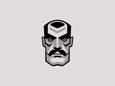 Overly Manly Man Logo barber branding design face geometric icon identity illustration logo man manly mark moustache original portrait premium sports strong symbol vector