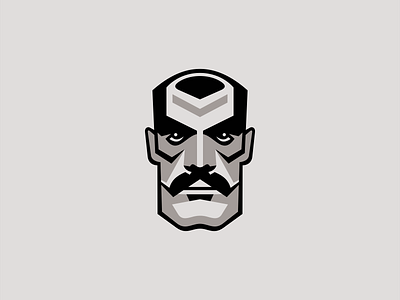 Overly Manly Man Logo barber branding design face geometric icon identity illustration logo man manly mark moustache original portrait premium sports strong symbol vector