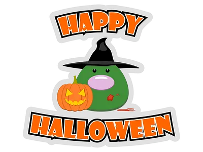 Happy Halloween cute graphic design green and orange happy halloween illustration pumpkin vector vector art witch