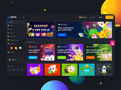 Crypto Casino Dashboard 🎰 betting blockchain casino crypto crypto design cryptocasino cryptocurrency dashboard design gambling gaming illustration interface logo ui web